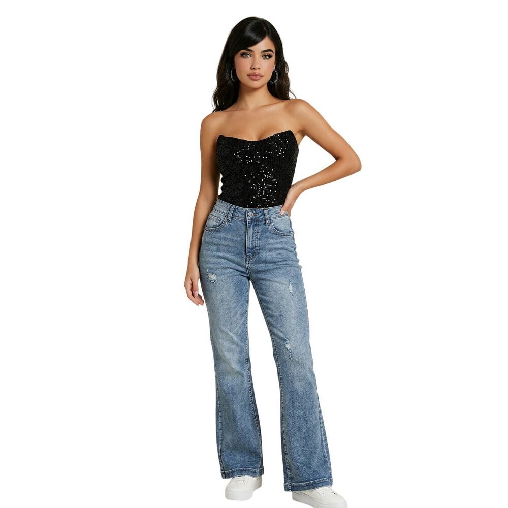 Jealous Tomato Denim Bell Bottom Jeans (Size small) Flare Leg Hippie Retro 24"